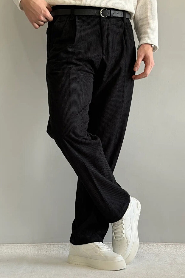 Siyah Erkek Baggy Kadife Pantolon TMNAW26PL00022 - 2