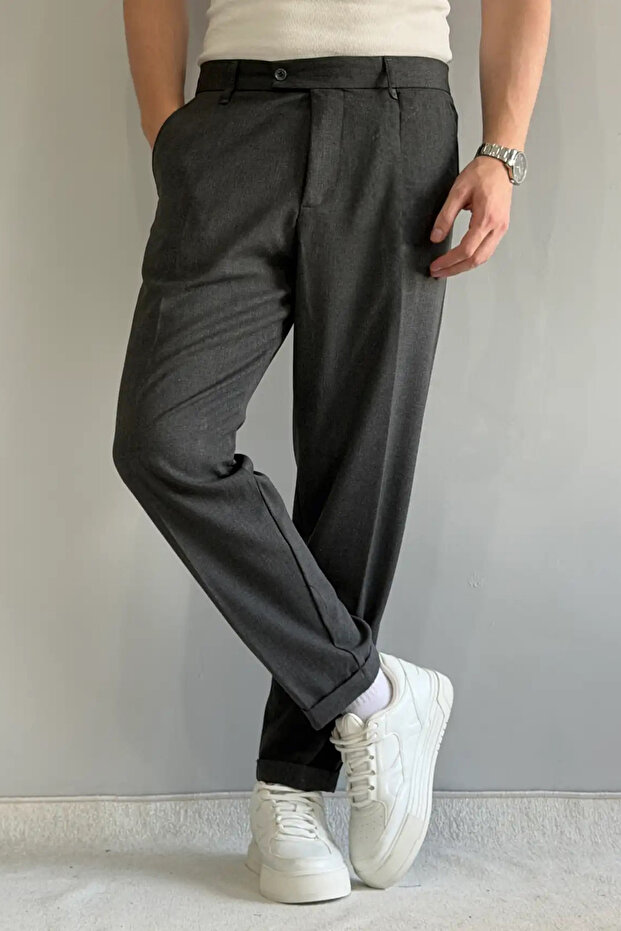 Antrasit Erkek Boyfriend Fit Kumaş Pantolon TMNAW26PL00017 - 4