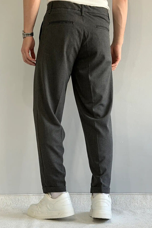 Antrasit Erkek Boyfriend Fit Kumaş Pantolon TMNAW26PL00017 - 5