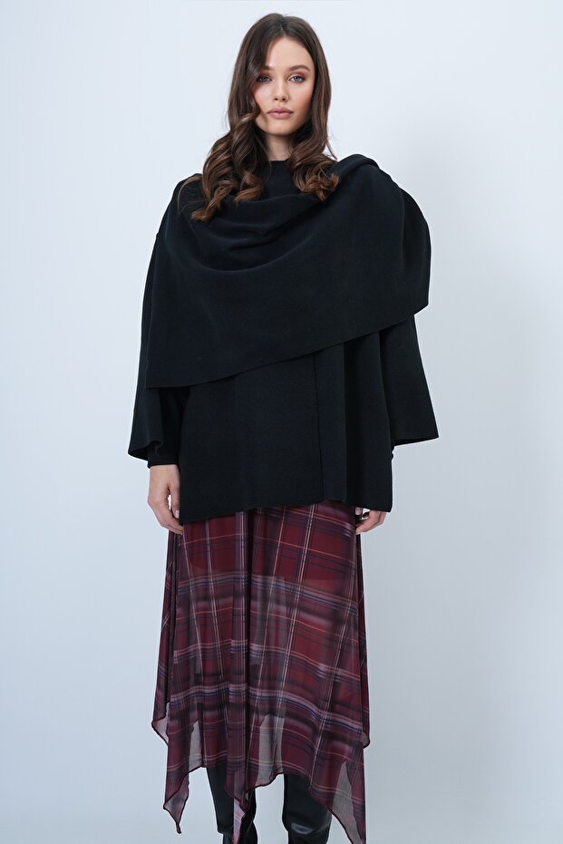 Schwarze Fleecejacke mit Schal-Detail ALC-X14683 - 4