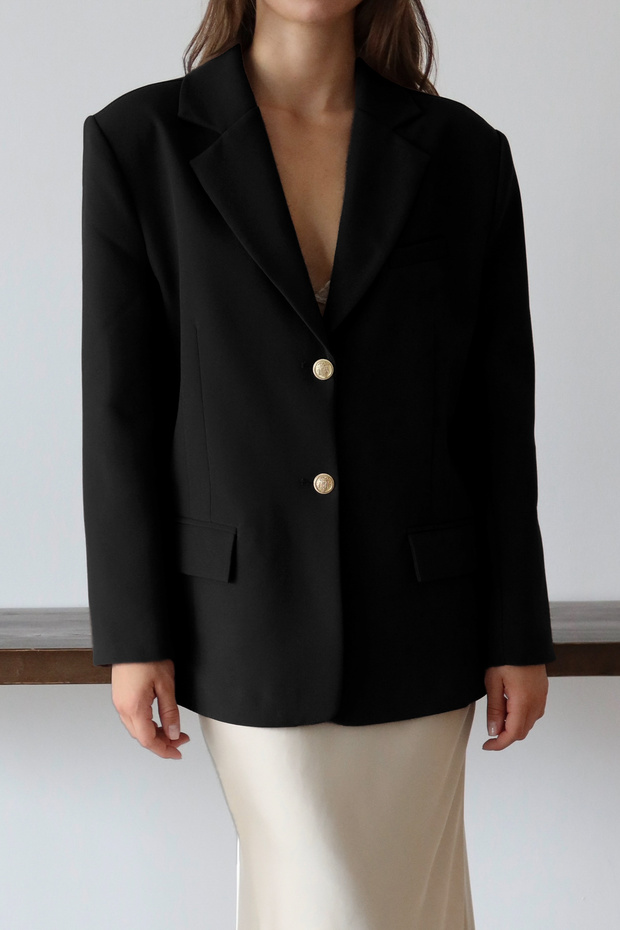 Siyah Normal/Regular Kalıp Dokuma Blazer Ceket TWOAW26BC00040 - 6