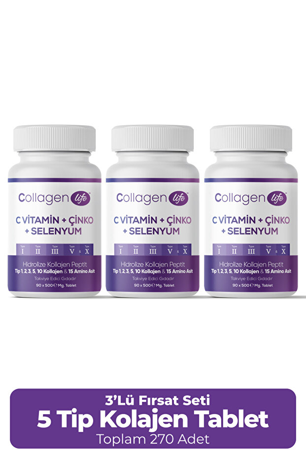 5 Tip Kolajen 90 Tablet X 3 Adet - 1