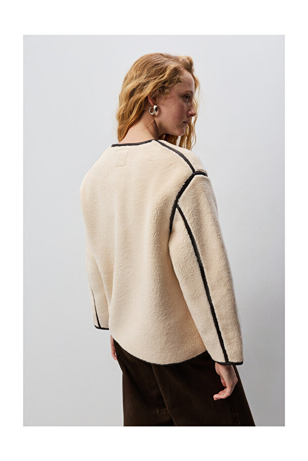 Jachetă de damă din shearling artificial - 4