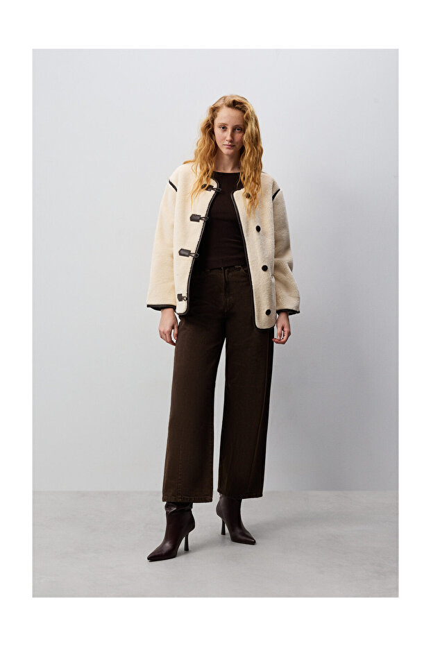 Jachetă de damă din shearling artificial - 8