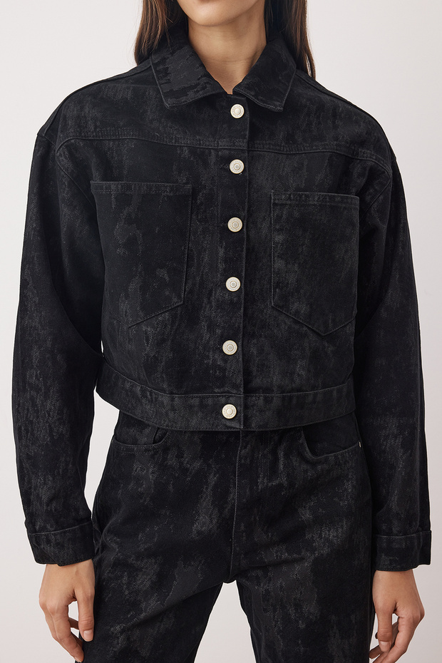Siyah Süet Görünümlü Basic Denim Ceket TWOAW26CE00089 - 2