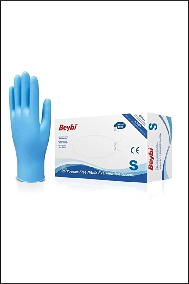 Powder-Free Blue Nitrile Examination Gloves Small (100 Pieces) Size S