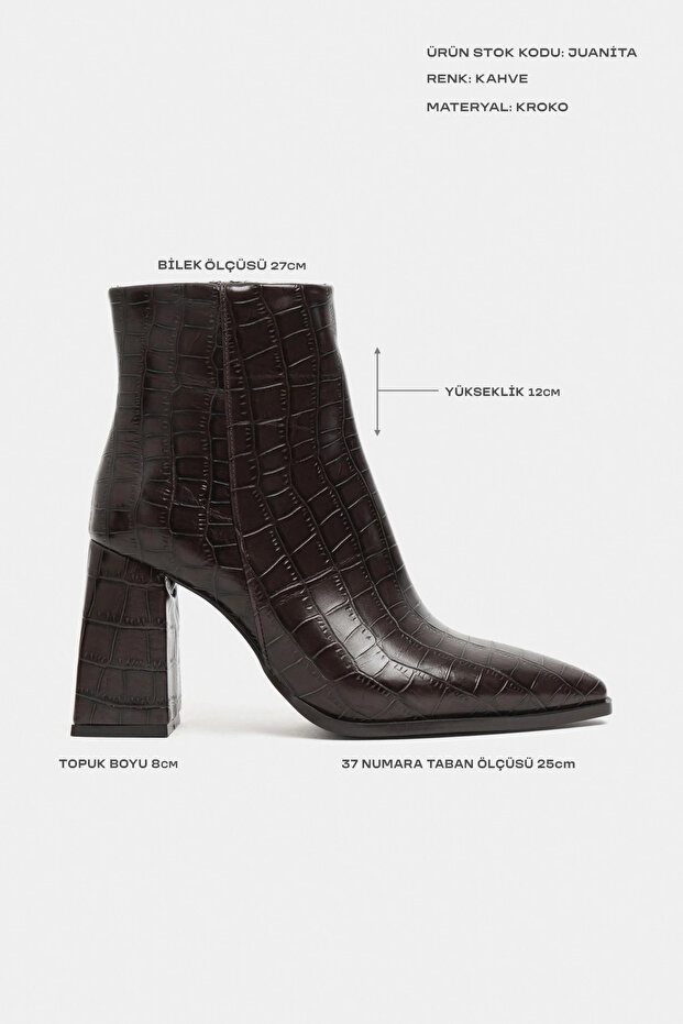 Dámské kozačky na podpatku Juanita Brown Patterned - Detailed Zip - 2