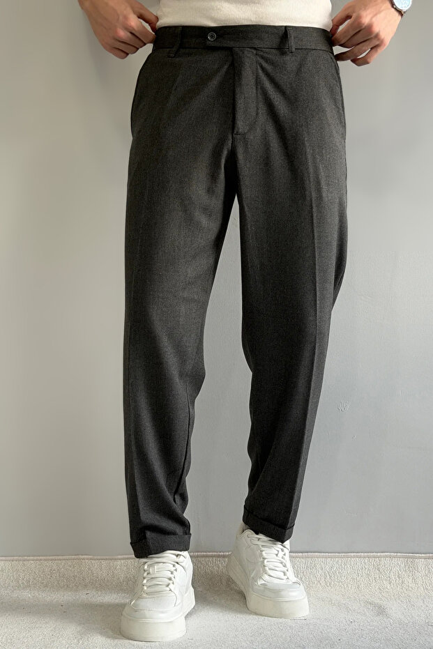 Antrasit Erkek Boyfriend Fit Kumaş Pantolon TMNAW26PL00017 - 2