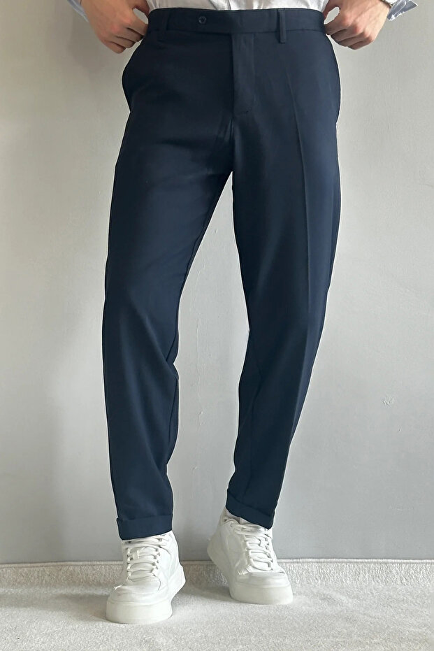 Lacivert Erkek Boyfriend Fit Kumaş Pantolon TMNAW26PL00017 - 2
