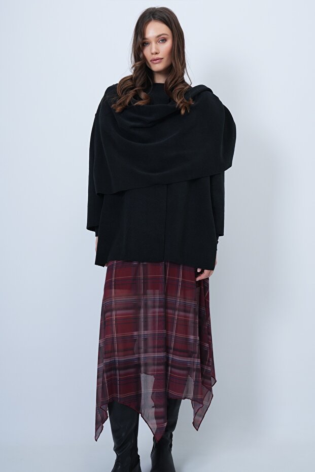 Schwarze Fleecejacke mit Schal-Detail ALC-X14683 - 2