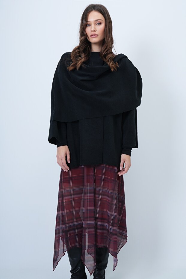 Schwarze Fleecejacke mit Schal-Detail ALC-X14683 - 6