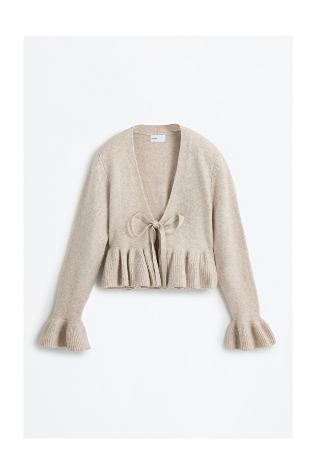 Kobieta Dzianinowa kurtka z falbaną - 6