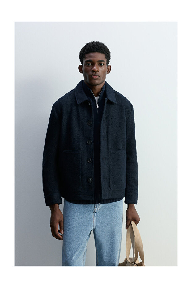 Man Bouclé Textured Jacket - 1