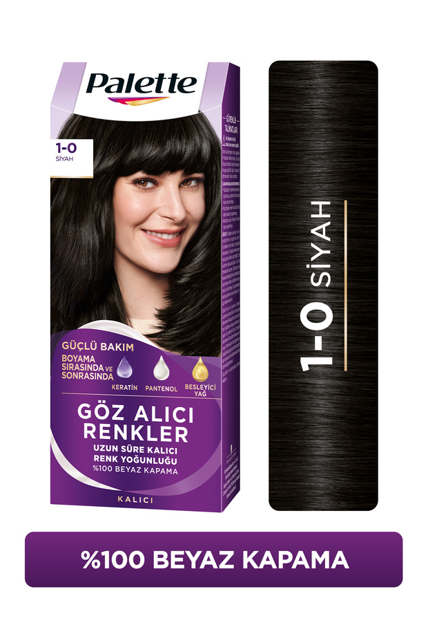 Göz Alıcı Renk Saç Boyas 1-0 Siyah Pentanol & Besleyici Yağ İçeren Saç Boyası 115 ml - 1
