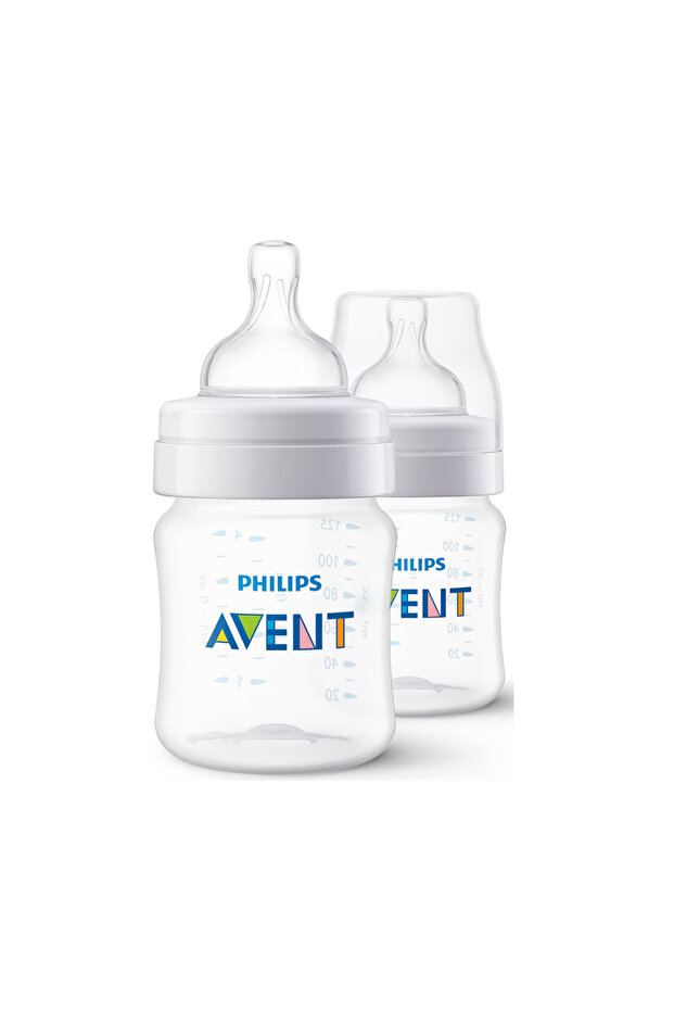 2 db hasfájást csökkentő cumisüveg Philips Avent SCY100/02, 125 ml, +0 hónapos kortól, 2 db, BPA-mentes (fehér/átlátszó) - 2