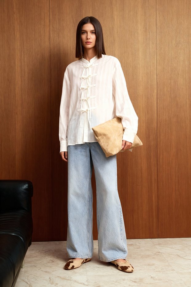 White Bow Woven Shirt Twoaw26Go00079