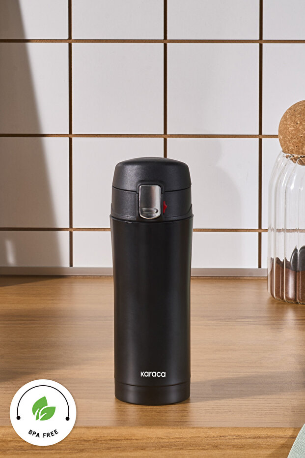 Pluton Çelik Sızdırmaz Termos 450 Ml Siyah - 5