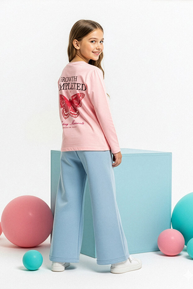 Açık Pembe 100% Pamuk Animal Baskılı Regular Kız Çocuk Örme T-Shirt TKDAW26TS00007 - 1