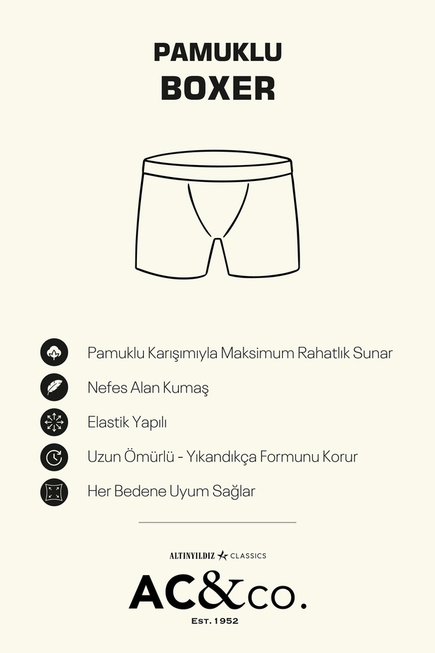 Erkek Premium Pamuklu Lacivert 3'lü Esnek Boxer Paketi (Damat Bohçası) Çeyiz Seti - 2