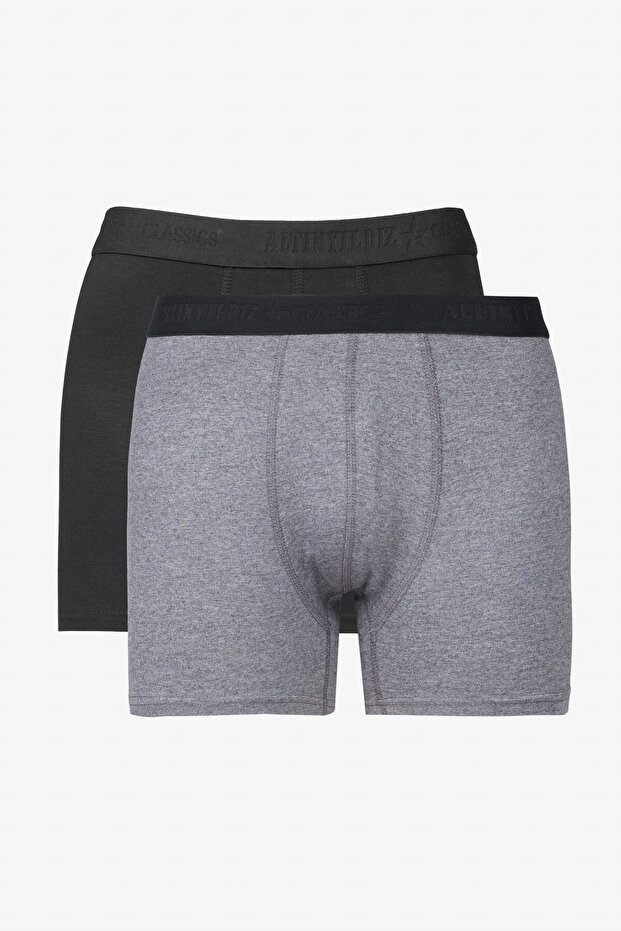 Men's Premium Cotton Black-Anthracite 2-Pack Stretch Boxer (Groom's Box) Dowry Set