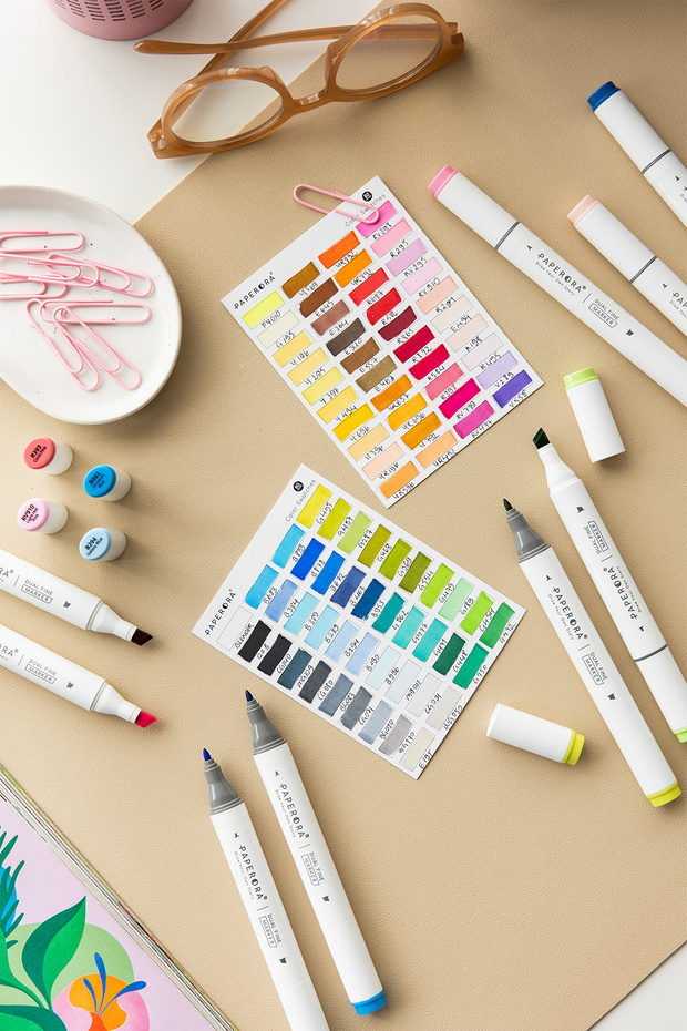 80'li Çift Uçlu Alkol Bazlı Marker Kalem Seti – Fine + Chisel - 3