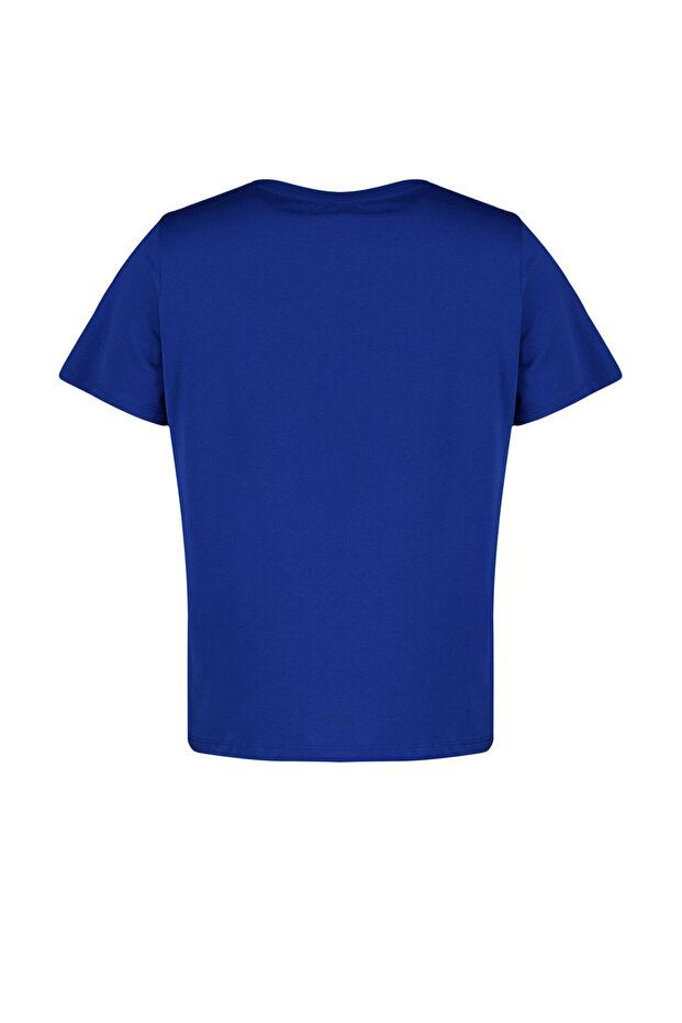 Saks Regular Fit Basic Bisiklet Yaka %100 Pamuk Örme Büyük Beden T-Shirt TBBSS22TS0733 - 6
