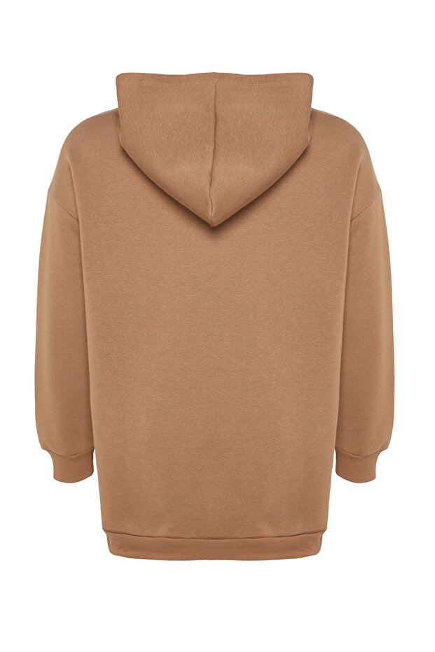 Vizon Nakış Detaylı Oversize/Bol Kesim Örme Büyük Beden Sweatshirt TBBAW24AO00018 - 7