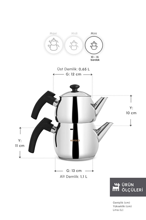 Σετ μαύρης τσαγιέρας Adelya Induction Base Mini Size - 2