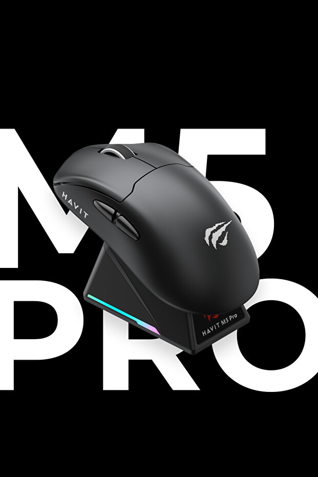 Gamenote M5 PRO Superlight Kablosuz Gaming Mouse - 30.000 DPI, PAW3950 - RGB Şarj Standlı - Ekranlı - 3