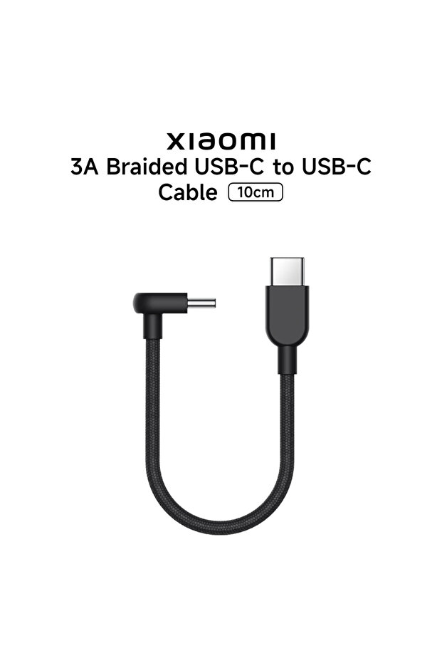 3A Braided USB-C to USB-C Cable (10cm) - 1