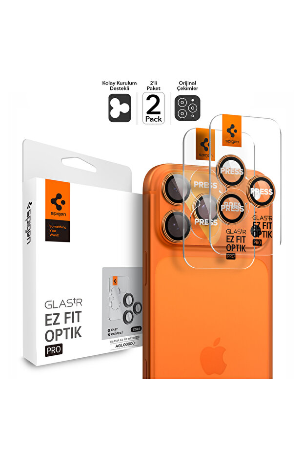 واقي عدسة الكاميرا لهاتف iPhone 17 Pro Max / 17 Pro، سهل التركيب (قطعتان)، برتقالي - AGL10123 - 1