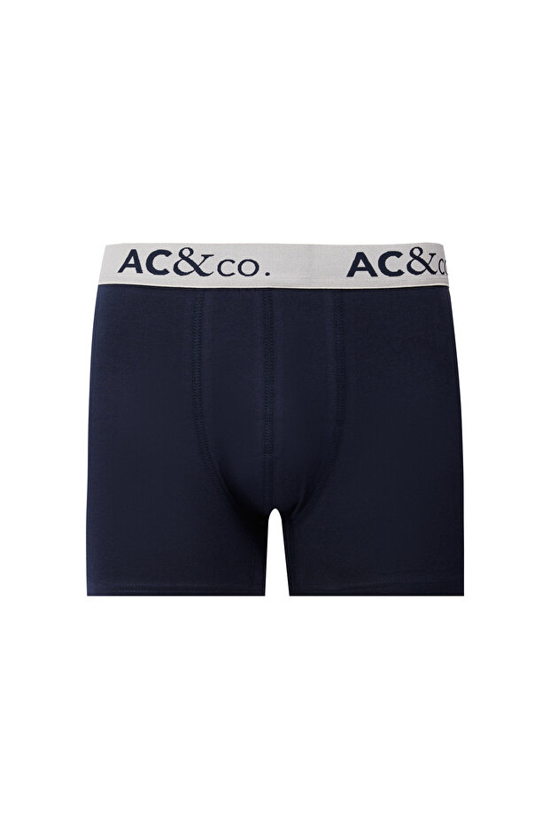 Erkek Premium Pamuklu Lacivert-gri Esnek Desenli 3'lü Boxer Paketi (Damat Bohçası) Çeyiz Seti - 5