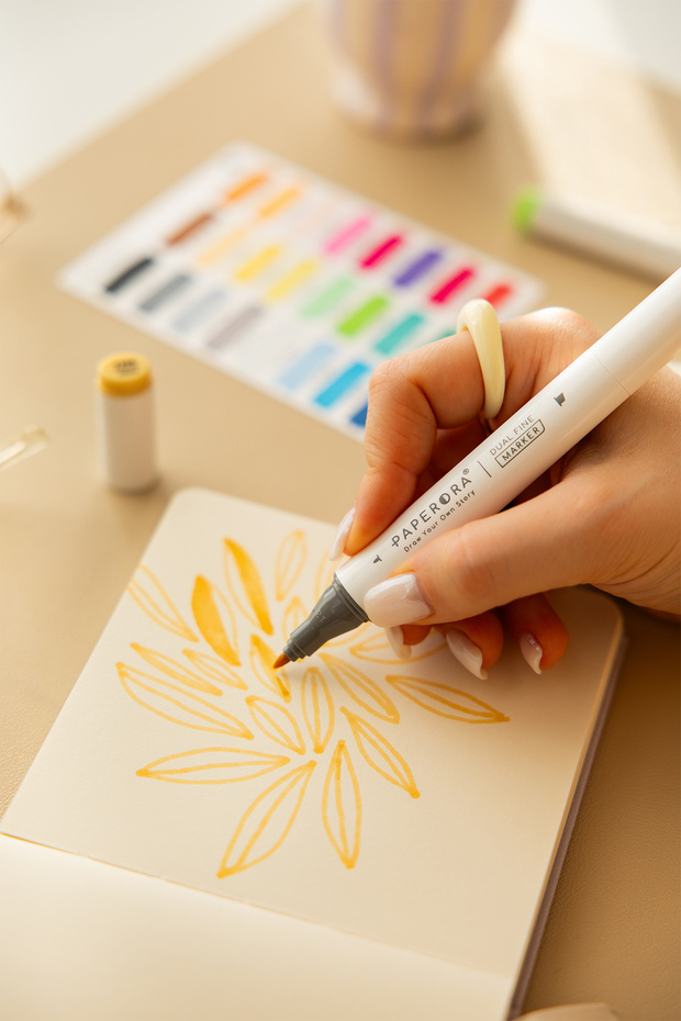 80'li Çift Uçlu Alkol Bazlı Marker Kalem Seti – Fine + Chisel - 7