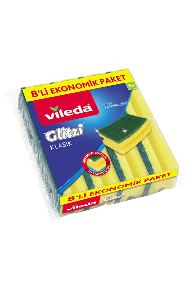 8 Li Yeşil Klasik Oluklu Sünger - 1