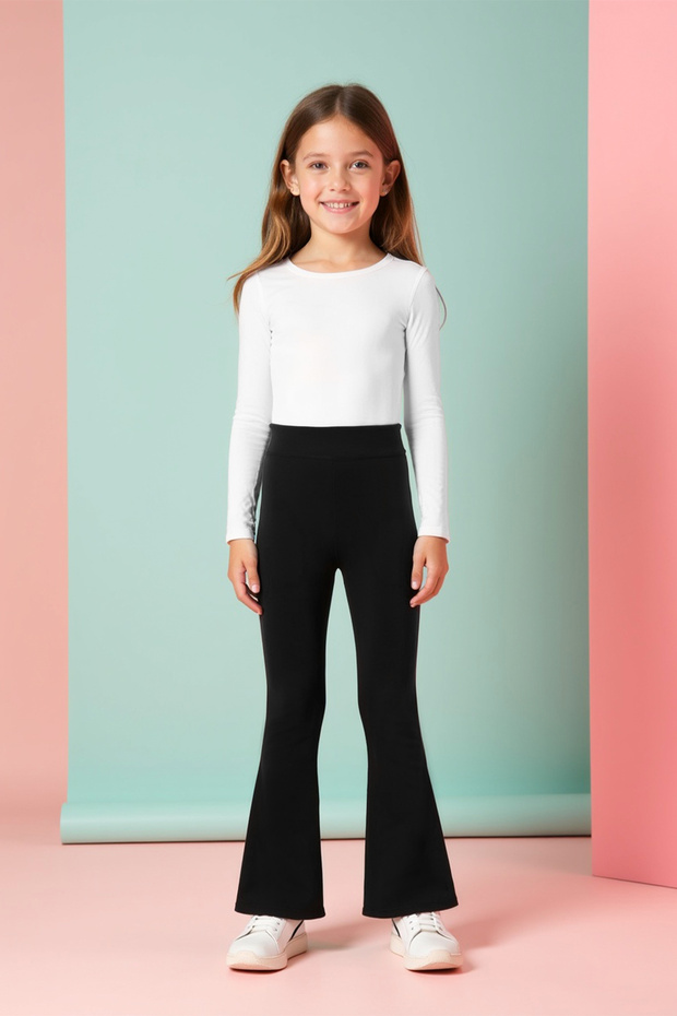 Kids Ds Luna Black Spanish Leggings with Elastic Waist for Children