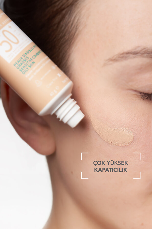 واقي شمسي زيتي ملون فاتح بعامل حماية من الشمس 50+ - 40 مل، تأثير خافي للعيوب - 4