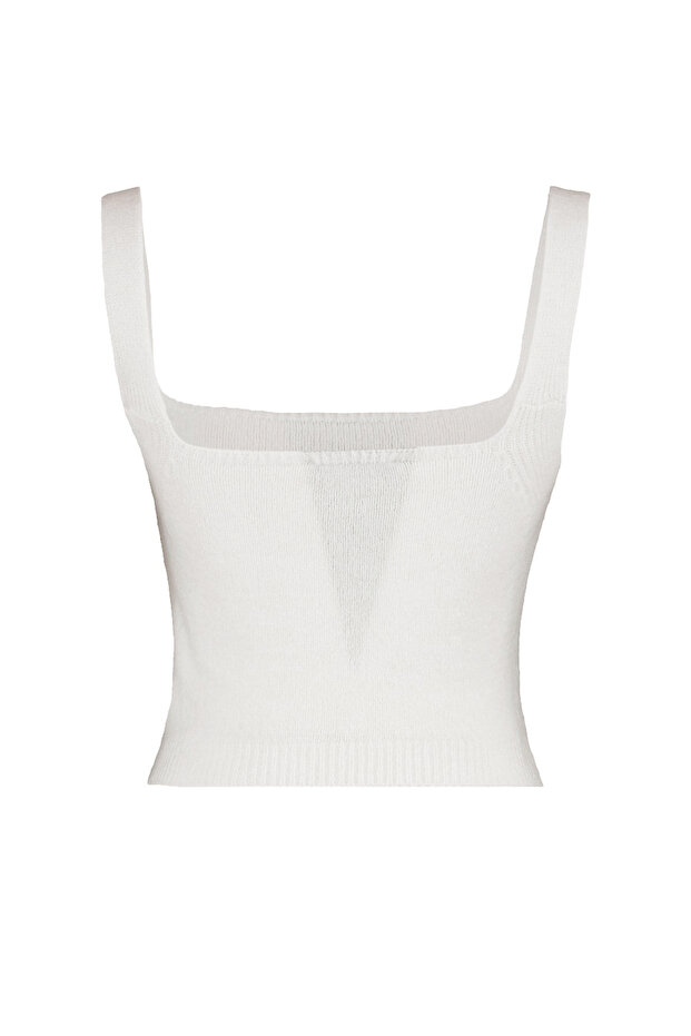 Ekru Crop Yumuşak Dokulu 2'li Bluz-Hırka Triko Takım TWOAW21HI0107 - 11