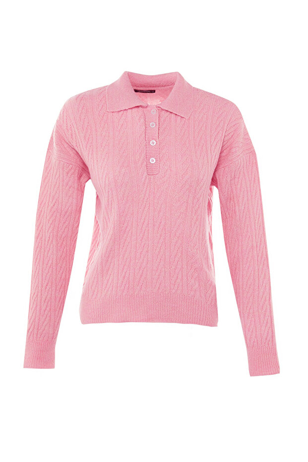 Pembe Geniş Kalıp Yumuşak Dokulu Triko Kazak TWOAW21KZ2635 - 6