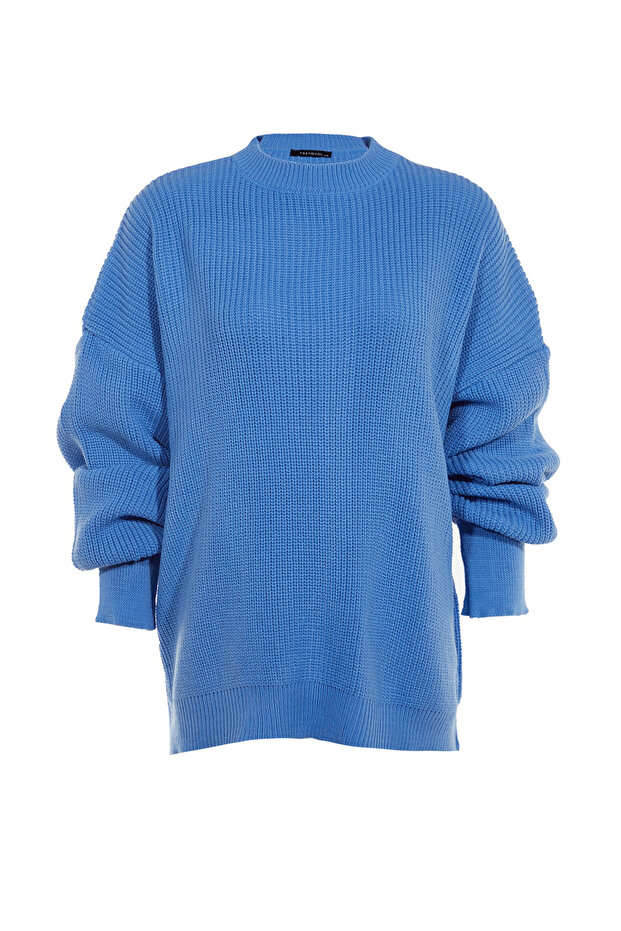 Blauer Basic-Strickpullover mit weitem Schnitt TWOAW23KZ01448 - 6