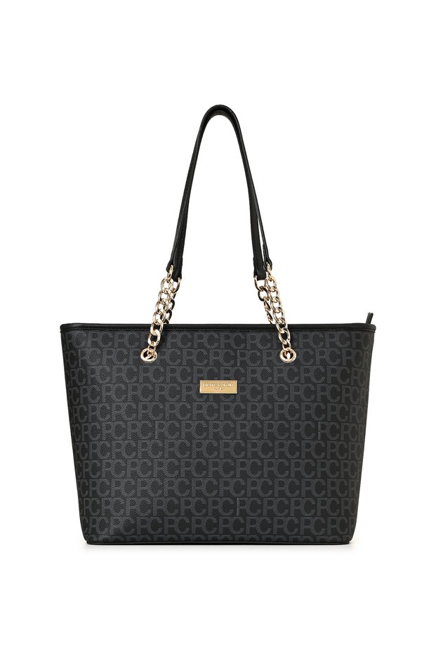 Black Large Alphabet Women's Shoulder Bag 05Po22Y1546