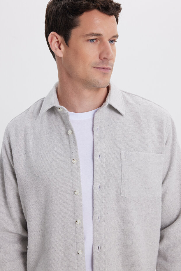 Men's Regular Fit Classic Cut Straight Pocket Dark Gray Lumberjack Shirt