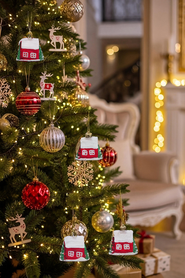 4-Piece House-Shaped Christmas Tree Ornament Tphaw26Ys00012