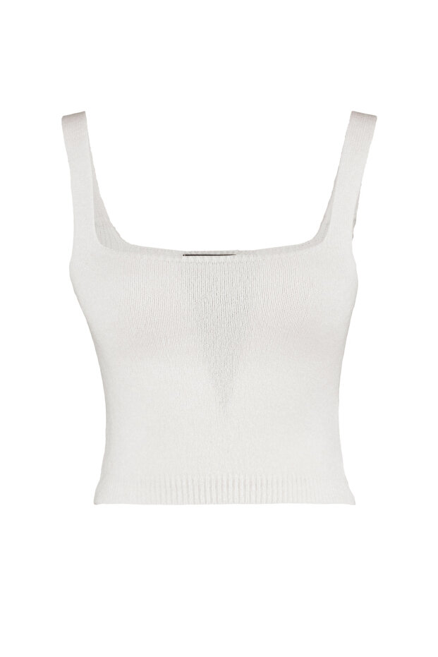 Ekru Crop Yumuşak Dokulu 2'li Bluz-Hırka Triko Takım TWOAW21HI0107 - 9