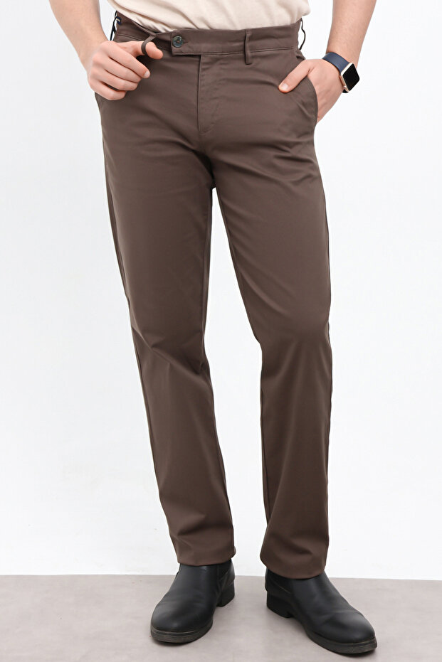Kahverengi Erkek Dokulu Regular Chino Pantolon TMNAW26PL00029 - 1