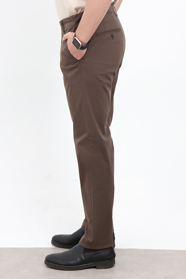 Kahverengi Erkek Dokulu Regular Chino Pantolon TMNAW26PL00029 - 2
