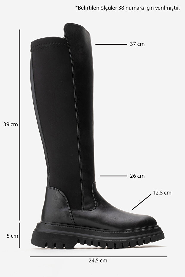 SHADOW Черни дамски ботуши с еластични детайли - 7