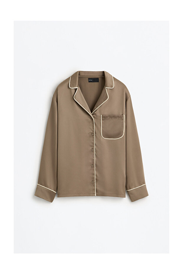 PIŻAMA DAMSKA SATYNOWA KOSZULA M/L SPODNIE L - 7