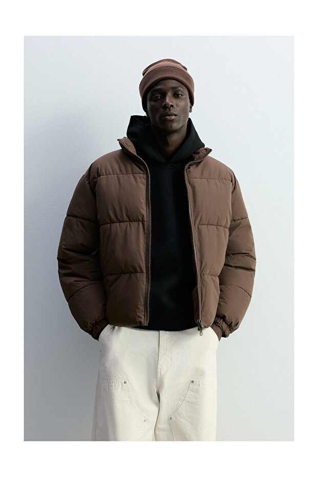 Men's Basic Padded Jacket with Stand-Up Collar - 10