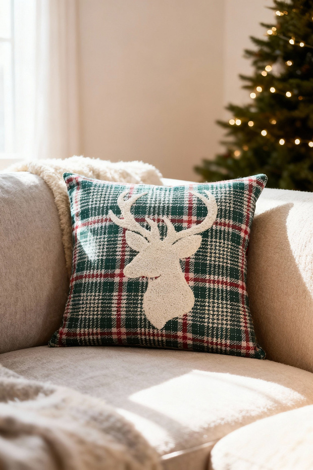Christmas Themed Punch Embroidered Single Throw Pillow Cover Tphaw26Kkk00010