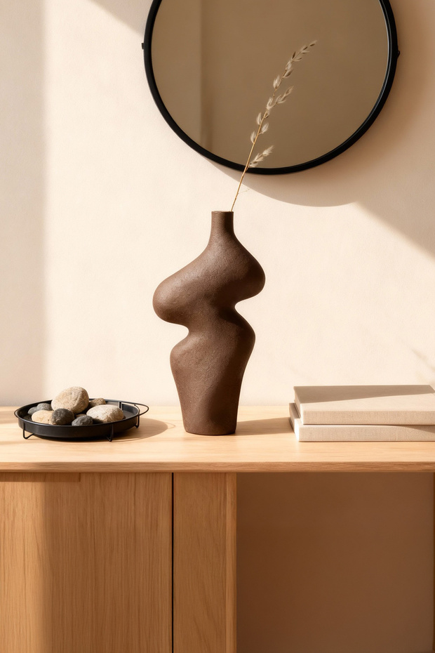 Amorphous Shaped Brown Vase 16Cmx31 cm Tphaw26Srk00005